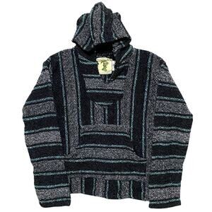 Iguana Jack Baja Drug Rug Pullover Woven Sweatshirt Mens S Athleisure Activewear